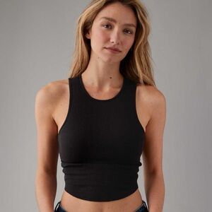 American Eagle Outfitters Black Tank Top High Neck Ribbed XS Sleeveless